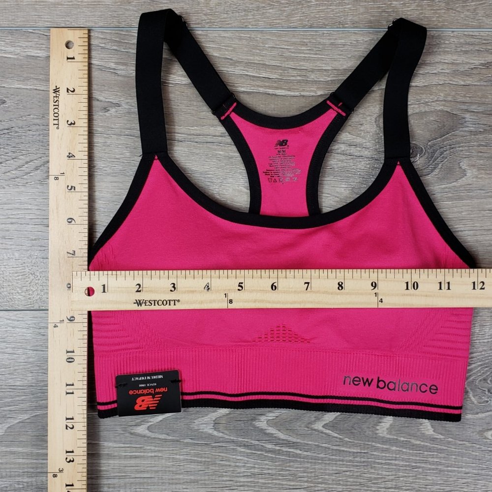 NEW BALANCE MEDIUM IMPACT PINK SPORT BRA SIZE MEDIUM - Picture 3 of 10